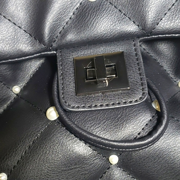 NWT Just Fab Black Quilted Backpack with Pearl Accents. - Picture 8 of 16